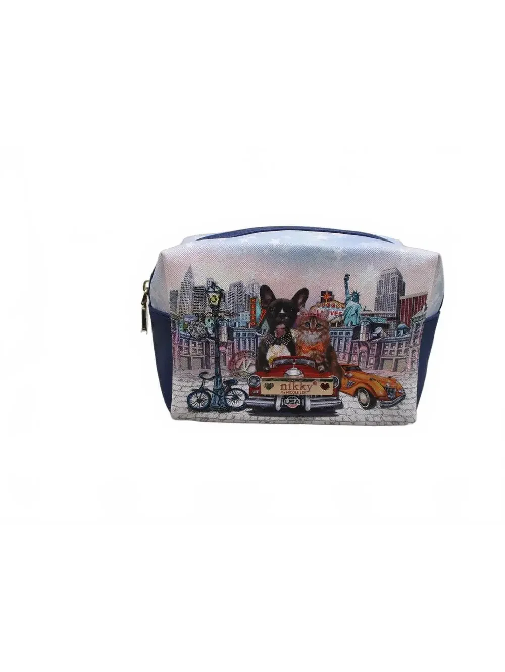 Nikky by Nicole Lee Cosmetic Bag with Dog and Cat Car Design NWOT